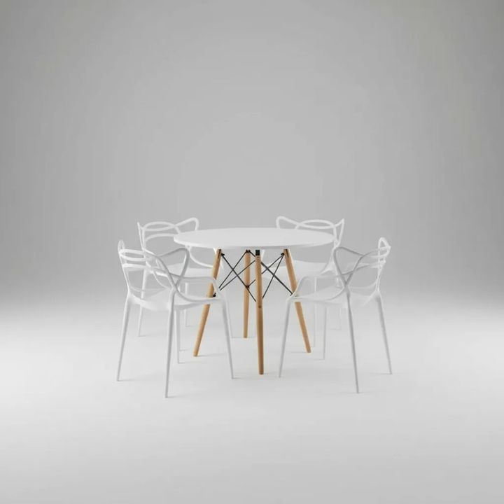Juego De Comedor Mesa Eames 120+6 Sillas Allegra Blanco - Vista 2