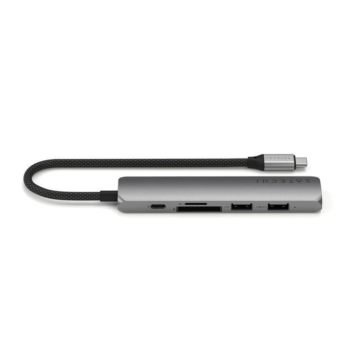 Hub USB-C Satechi 6 en 1 Slim HDMI 4K 100W Plata - Vista 3