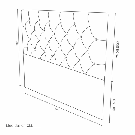 Respaldo de cama 2 plazas (140x120 cm)modelo capitone azul