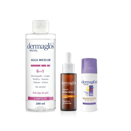 Dermaglos Set Agua Micelar + Vitamina C + Fps50 Tono Claro