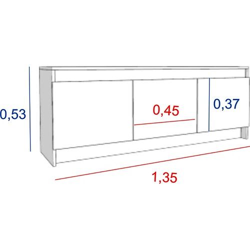 Rack de TV 3 Puertas DS Home Negro Olmo 135x53x38 cm - Vista 7