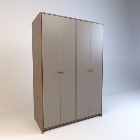 Placard De Abrir 1,2m 4 Puertas 2 Cajones Nogal Gris