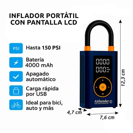Inflador Compresor de Aire PowerBank Portatil Compacto Airbender