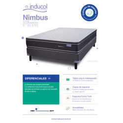 Colchón + Sommier Espuma 1 1/2 Plaza Inducol Nimbus Firm Doble Euro 100x190x26 120kg - Vista 4