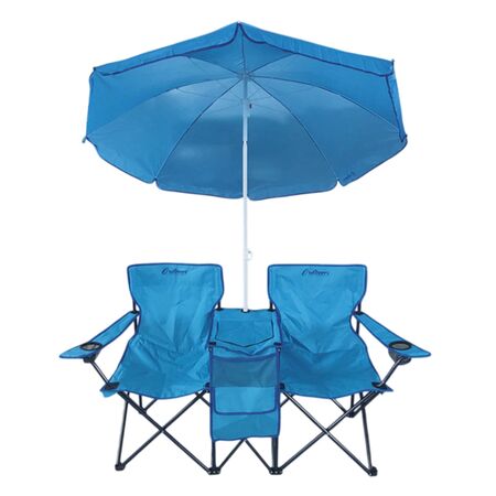 Set De Silla Con Cooler Y Sombrilla Tandem Azul Marino