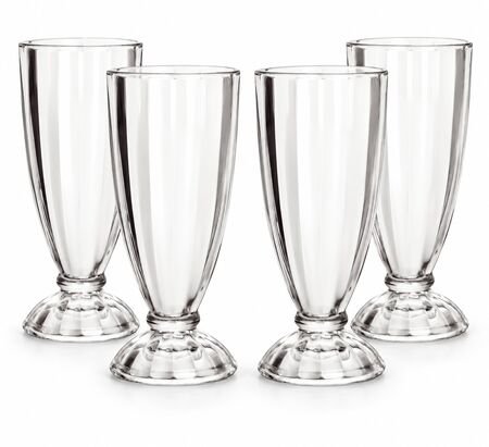 Set x4 copas milkshake de vidrio 340 ml para licuados, jugos y postres