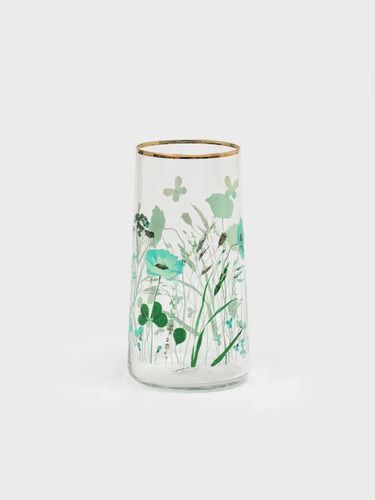 Set 6 Vasos Miuri Floral Con Borde Dorado 520 Ml Trago Largo Aqua - Vista 2