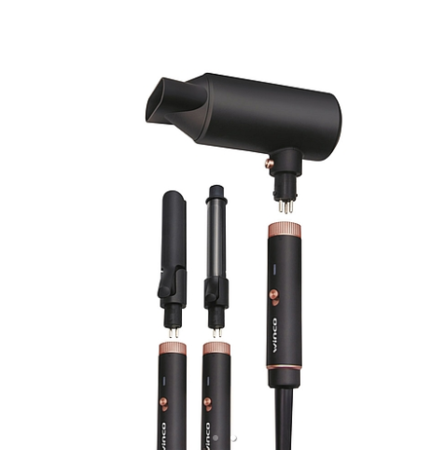 Set de belleza Winco 3 en 1:  Secador De Pelo + Planchita + Buclera
