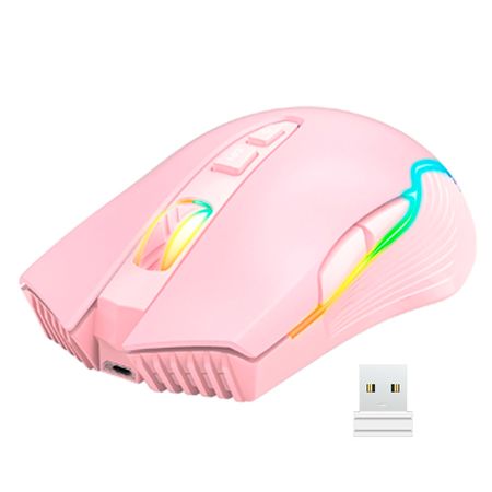 Mouse Rosa Inalámbrico Gamer Onikuma CW905 con Luz RGB