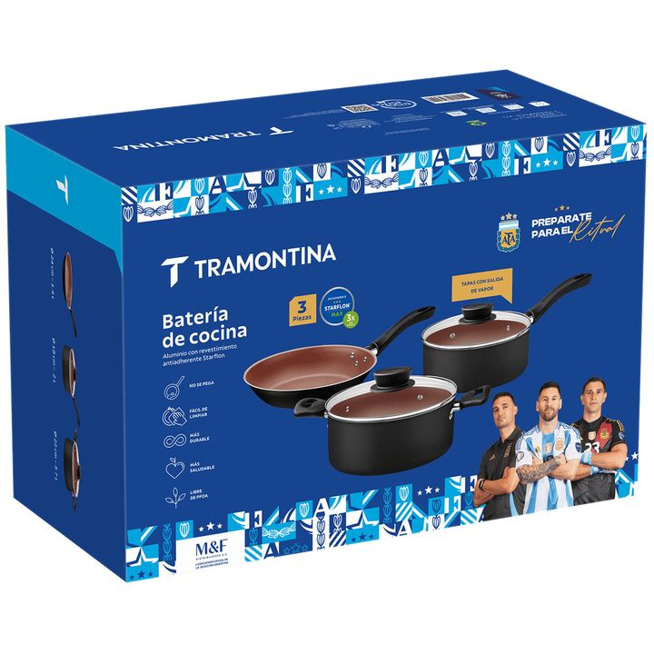 Batería De Cocina 3 Piezas Negro/ Cobre Linz Tramontina - Vista 5