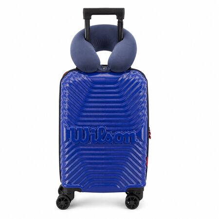 Valija Carry On ABS azul 20" Wilson + Almohadón de cuello de viaje memory foam