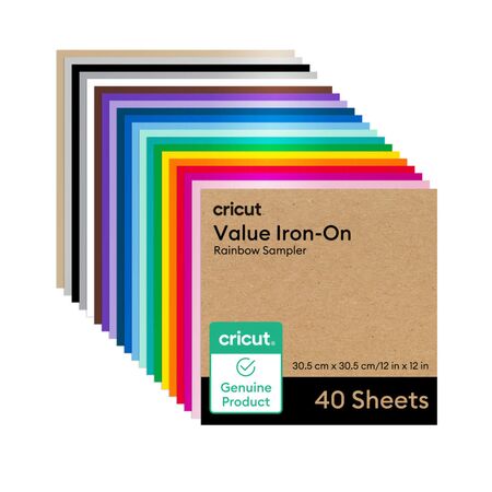 Cricut Value Iron-On Pack 40 Hojas Vinilo Termoadhesivo 12 x 12"