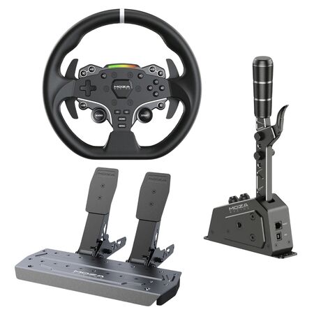Simulador de Carreras Volante MOZA R5 Direct Drive+Pedales SR-P Lite+Palanca SGP