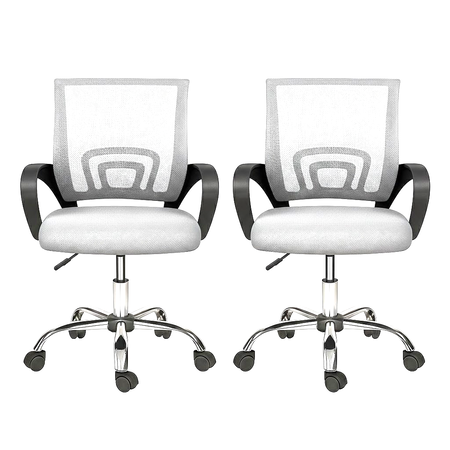 Set de Sillas De Escritorio Clasicas Oficina Ergonómicas  con Ruedas color blanco x 2 unid