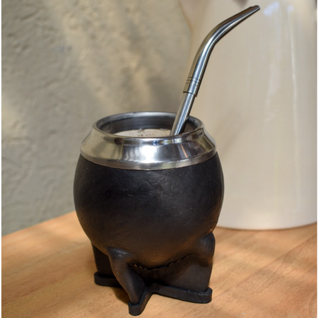 Set bombilla + mate torpedo acero inoxidable negro