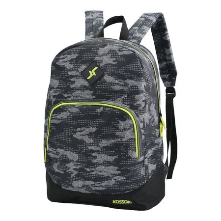 Mochila Kossok Emiro - Escolar - Urbana - Reforzada NEGRO GRIS / VERDE LIMON Rayas