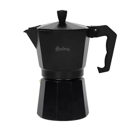 Cafetera Aluminio Hudson Black Estilo Italiana 6 Pocillos Negro