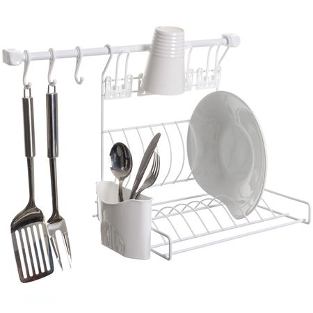 Escurridor Secaplatos Colgante Soporte Cubiertera Metal Metaltru Blanco