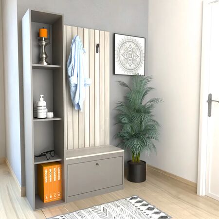 Zapatero Recibidor Con Columna  Nevado|gris C. Tables
