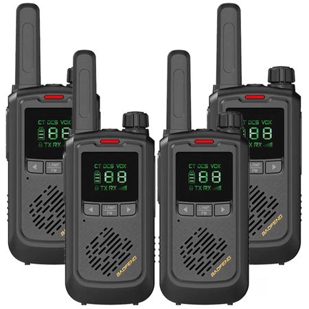 Handy Baofeng BF-T17 Kit x4 16CH UHF Display LCD + 8 Baterías y 4 Manos Libres