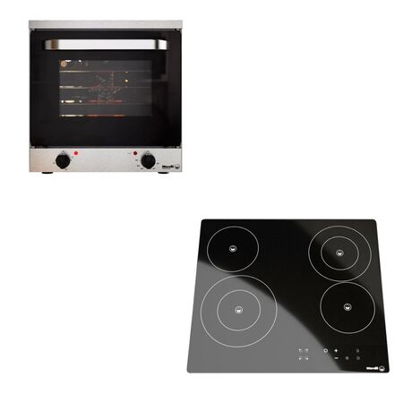 Combo Morelli Horno Electrico Dorato Y Anafe Vetro 4 H