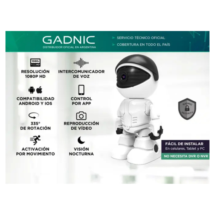 CAMARA DE SEGURIDAD GADNIC TIPO ROBOT (C:BLANCO P2P00049) - Vista 3