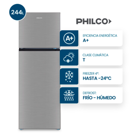 Heladera Philco PHCT260X 244 Litros Acero Ciclica Top Mount