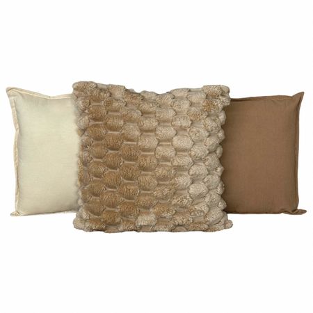 Pack X 3 Almohadones Tusor 40x40 y Peludo 45x45 Nordico cama