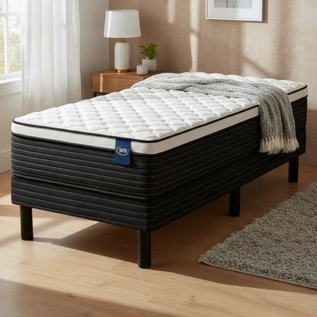 Sommier Y Colchón 1 Plaza(80x190) Serta Detroit Euro Resorte