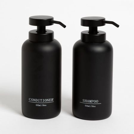 SET DISPENSER SHAMPOO Y ACONDICIONADOR BLACK
