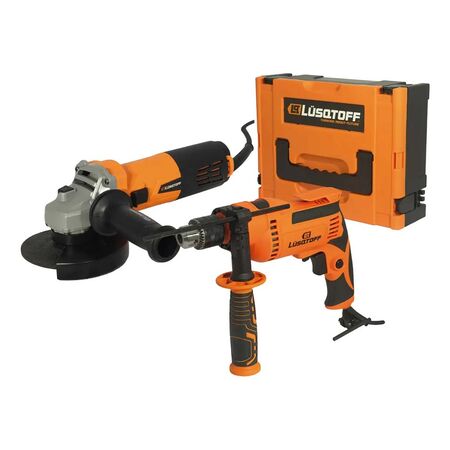 KIT DE AMOLADORA 720 W Y TALADRO PERCUTOR 600 W LUSQTOFF
