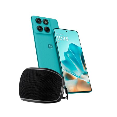 Combo de Motorola Moto Edge 60 Fusion Amazonite 8+256GB + Parlante Inalambrico Bluetooth Negro Dekkin