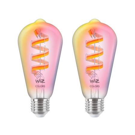 Wiz Lampara Led Filamento Inteligente Wifi Rgb E27 St64 x2