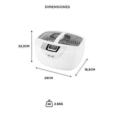 Batea Lavadora Ultrasónica Gadnic Digital Tanque 2.5 Lts Acero Inoxidable 220V - 50Hz 170W