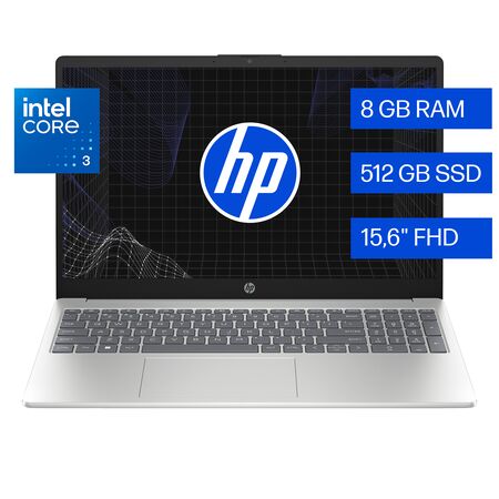 Notebook Hp 15-fd0331l Intel Core 3 8gb Ram 512gb M2 Win 11 Plateado