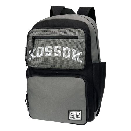 Mochila Kossok Cross Escolar Porta Laptop Reforzada Negro/Gris Liso