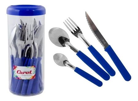 Juego De Cubiertos Clasicos Azul + Tarro Transp. ( 42024 - AZUL)
