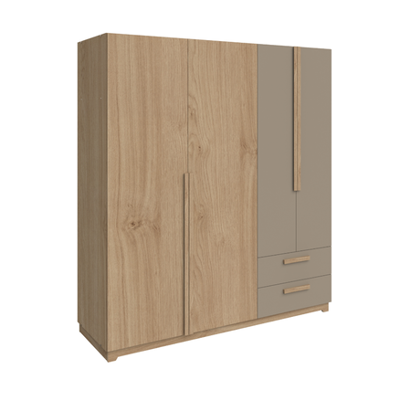 Placard 4 Puertas 2 Cajones 200x180x58 Dna01rkga Roble Kendal/Gris Arcilla Delos
