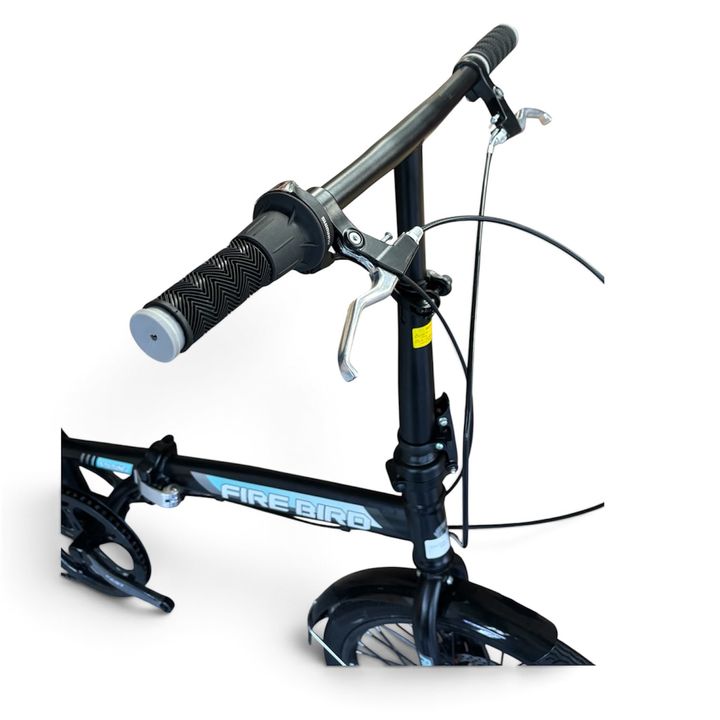 Bicicleta Plegable Fire Bird Rect _Negro-Celeste _Cuadro de acero _Freno a disco _6vel _ Rodado 20” - Vista 4