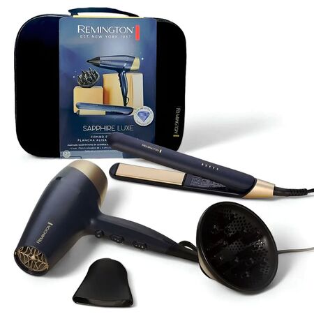 Combo Remington Sapphire Luxe Planchita y Secador de Pelo D5805GP