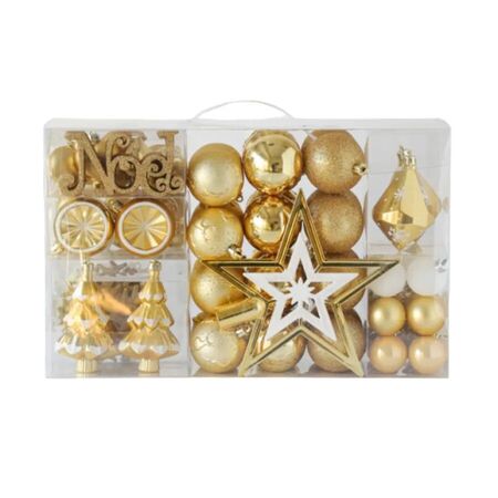 Set Navideno x 100 Adornos Arbol Gold