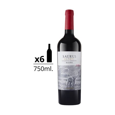 Vino Tinto Saurus Estate Malbec 750 ml Caja x 6