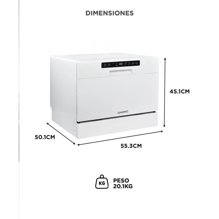 Lavavajillas De Mesada Gadnic Pro 6 Espacios 6 Programas De Lavado Secado Con Aire Caliente - Vista 6