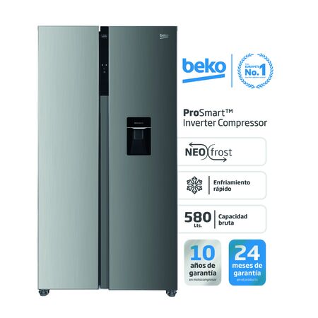 Heladera Beko Inverter No Frost 580L Side By Side Inoxidable