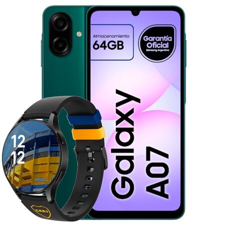 Celular Samsung Galaxy A07 64GB verde + Smartwatch Colmi Boca I28 Negro