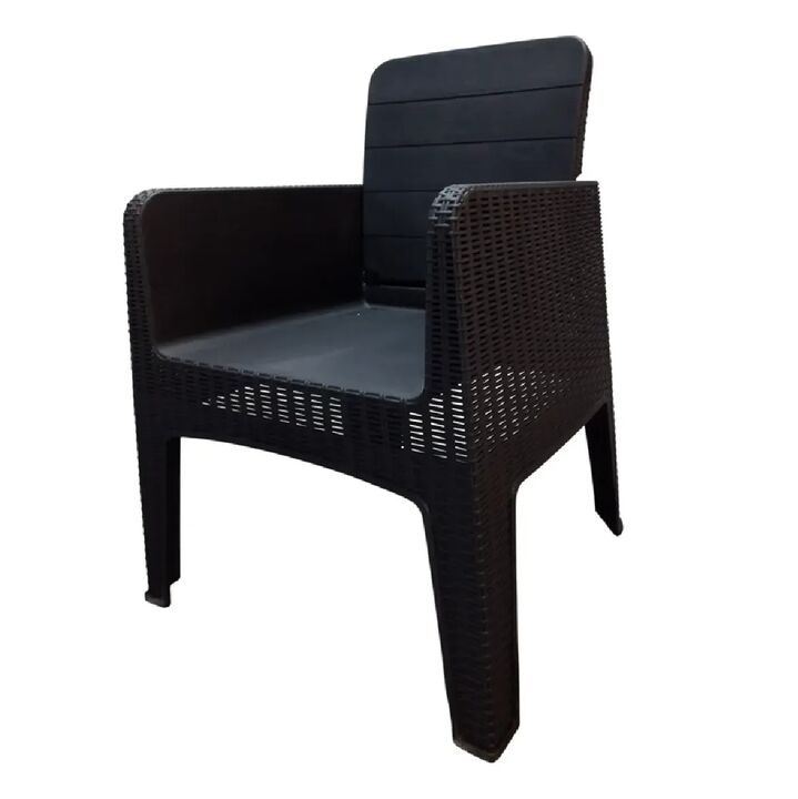 Combo x4 Sillón Plástico Símil Ratan Reforzado Jardin Milo Quality Negro - Vista 5