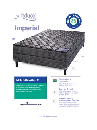 Colchon Inducol Imperial 2 Plazas de 130x190x21cm de Resortes Bonnell