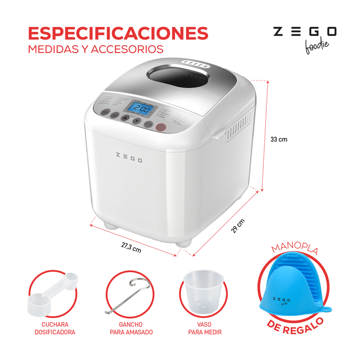 Horno Fabrica De Pan 19 Programas Capacidad 1kg Zego 600w - Vista 3