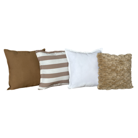 Pack X 4 Almohadones Tusor 50x50 y Peludo 45x45 Nordico cama