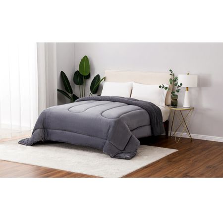 Acolchado Winter De Corderito King Size Gris